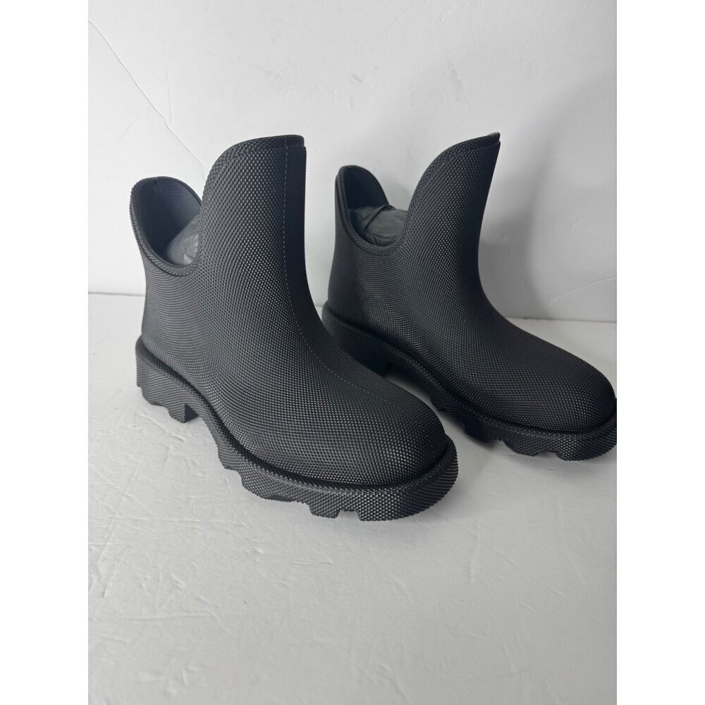 BURBERRY Marsh Low Black Rubber Boots Rain Snow Textured EU 40 US 10 UK 7 $820 - Picture 4 of 10